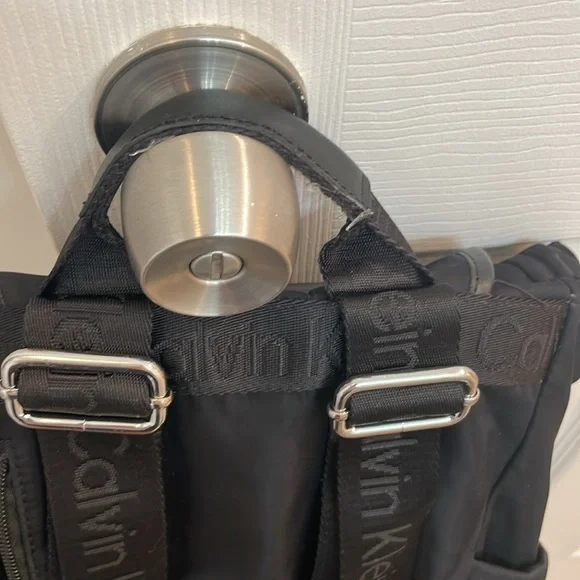 CALVIN KLEIN // black fashion backpack // fold over // TONS of zipper pockets - Picture 16 of 16